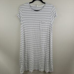 Lou & Grey Gray and White Striped Tshirt Dress
